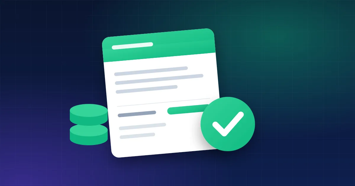 A payroll statement with a green tick and a stack of coins